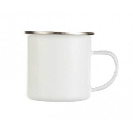 Taza blanca esmaltada de 12oz. con borde plateado para sublimación Sublimarts