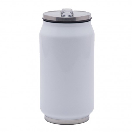 Termo tipo lata de acero inoxidable con popote Sublimarts