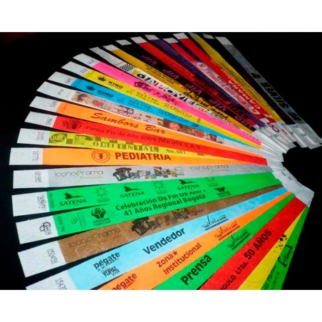 Pulseras de papel Tyvek Desechable Amarillo Neón 3/4´´ x 10´´