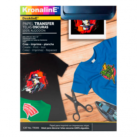 Hoja Papel Transfer Para Tela Oscura Tamaño Carta TR305 Kronaline