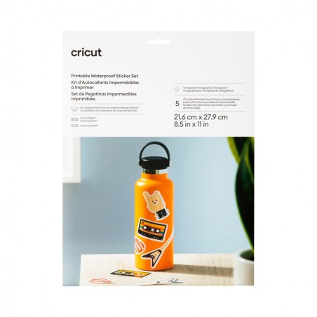 Papel Sticker Imprimible Impermeable Cricut Holográfico Transp (5) 21.6 x 27.9 cm 2010350