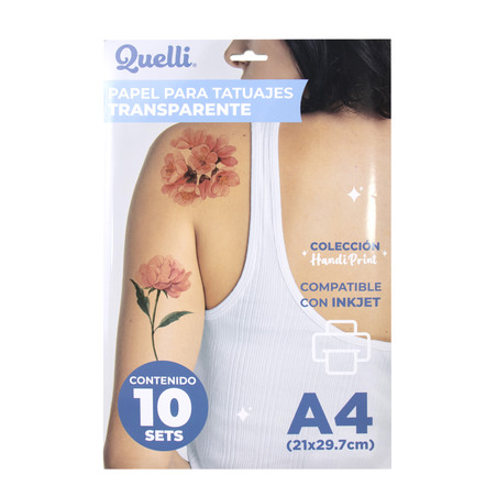 Papel para tatuajes transparente A4 Inkjet 10 sets Quelli