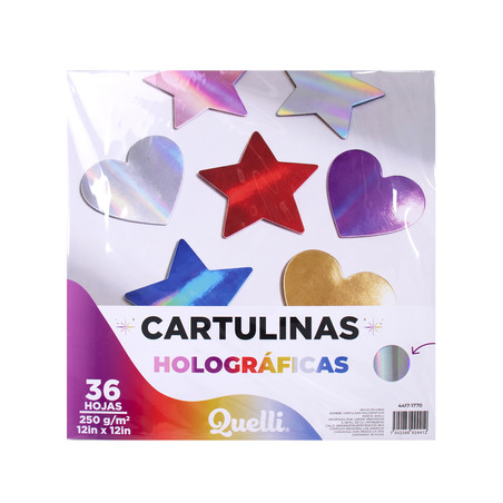 Cartulinas Holograficas 12x12" Quelli Paq 36pzs